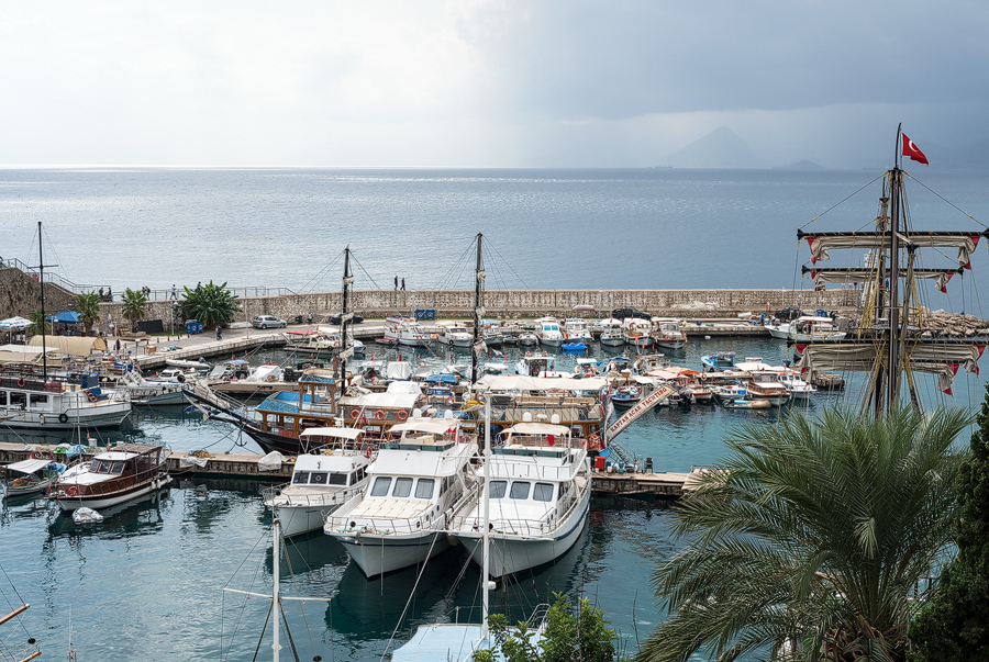 Storm clouds gather over Kemer. View from Antalya old town.