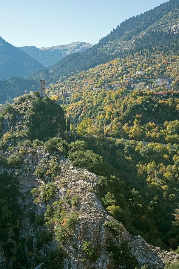 Magnificent scenery but no flowering snowdrops, near Tornos, central Greece.