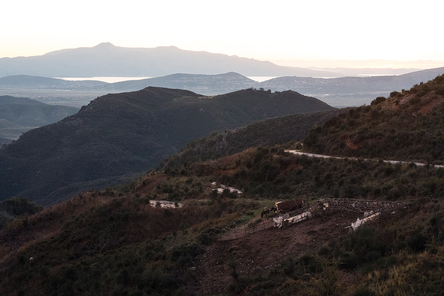 Looking west, from the hills above Sarandë. The outline in the distance is Corfu.