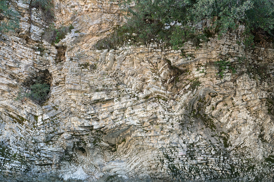 Limestone formations in canyon near Gjirokaster.