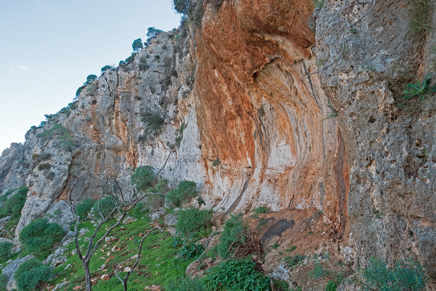 Iron-rich, red-stained limestone