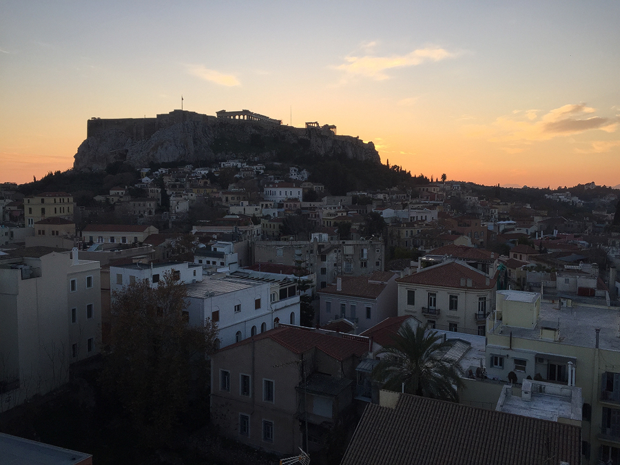 The Parthenon, from the roof terrace of my hotel.