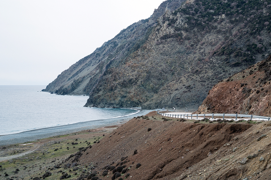 The end of the road, SE Samothraki. Beyond this point, the hills fall directly into the sea.