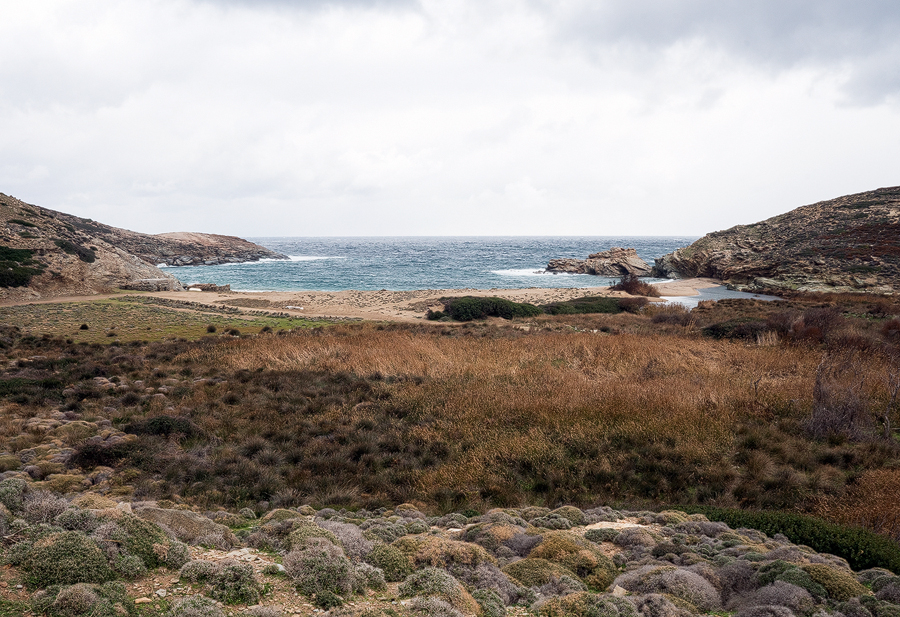 Outcropping schist at Vorin bay, on the NE coast of Andros.